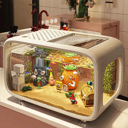 Creative Aquarium Fish Tank Ecological Landscape Set Integrated Filtration Oxygen Generation Machine Transparent Turtle Tank