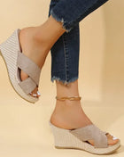 Fashionable Fish Mouth Hollow Breathable Wedge New Women's Shoes Comfortable Casual Increased Elegant Slippers Zapatos Mujer
