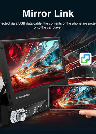 Carplay Android Auto Universal 1 Din MP5 Player 7 Inch Retractable Touch Screen Car Player HD FM AUX Input BT Radio Mirror Link
