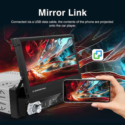 Carplay Android Auto Universal 1 Din MP5 Player 7 Inch Retractable Touch Screen Car Player HD FM AUX Input BT Radio Mirror Link