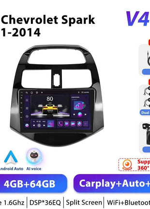 Podofo 4G CarPlay Android Radio For Chevrolet Spark 2011-2014 Car Intelligent System 2din GPS Stereo Head Unit Multimedia Player