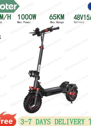 iScooter iX5S 1000W High-Power Electric Scooter, 48V15Ah Battery 65KM Range, 11" Off-Road Tires with Mechanical Disc Brakes