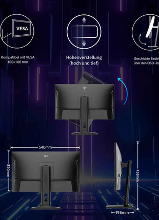 KTC 24 Inch Gaming Monitor 180Hz - 2K 1440P Computer Monitors, Fast IPS Monitor with HDR 400, Adaptive Sync, Up to 185Hz H24T7