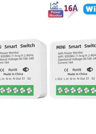 16A Tuya WiFi Smart Switch 2-way Control with Energy Monitor Switch Mini Smart Breaker Smart Life Control  Alexa Via Google Home
