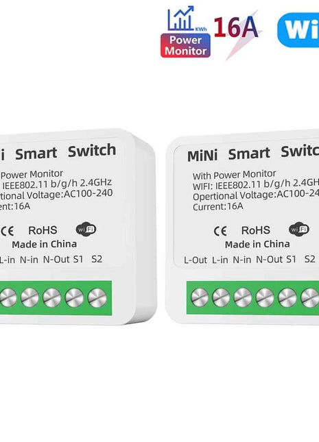 16A Tuya WiFi Smart Switch 2-way Control with Energy Monitor Switch Mini Smart Breaker Smart Life Control  Alexa Via Google Home