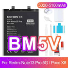 NOHON Battery for Xiaomi Redmi Note 13 12 11 10 Pro 9 8 7 6 5 4 11S 10S 9S Batteries BN5P BN53 BN46 BN45 BN5D BP47 BP4K BM5T