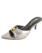 2024 New Women's Summer Pointed Toe Fish Mouth High Heel Slippers Non-slip Outdoor Sexy Slippers GJ Metal Decorative Single Shoes
