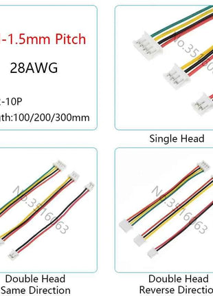 5/10 Pz JST ZH-1.5mm Passo Maschio Connettore Con Filo 100/200/300mm Cavo 2/3/4/5/6/7/8/9/10P Spille Ponticello Linea Per Arduino