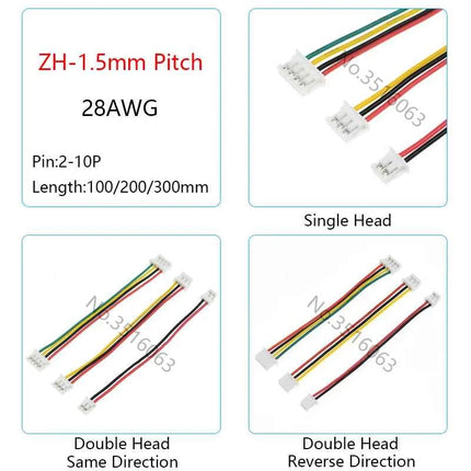 5/10 Pz JST ZH-1.5mm Passo Maschio Connettore Con Filo 100/200/300mm Cavo 2/3/4/5/6/7/8/9/10P Spille Ponticello Linea Per Arduino