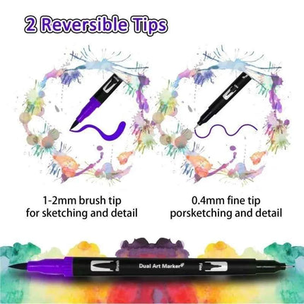 Set Pennarelli Manga Dual Tip 12/24/36/120 Colori Acquerello Fineliner per Calligrafia e Arte