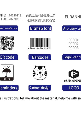EURANNIT E19 12.7mm Portable Printer Handheld Thermal Inkjet Printer Portable Expire Date Counter QR Barcode Logo Coding Machine