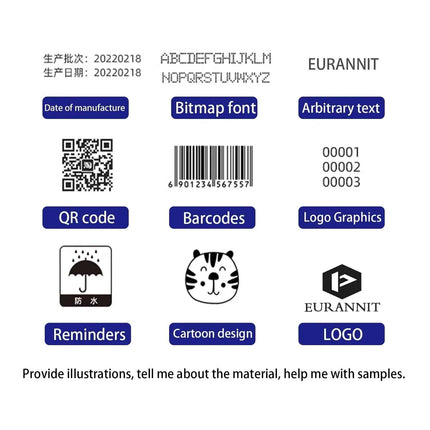 EURANNIT E19 12.7mm Portable Printer Handheld Thermal Inkjet Printer Portable Expire Date Counter QR Barcode Logo Coding Machine