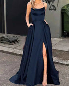 Nuovo per le donne Abito elegante Moda estiva Festa notturna Formale Abito da sera lungo con spalline Abiti da sposa eleganti