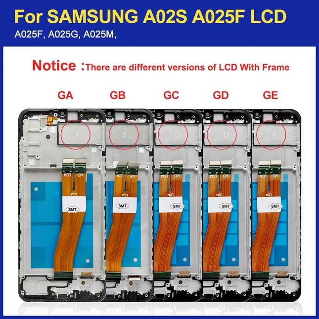 OEM For Samsung Galaxy A02s A025 Display Touch Screen Digitizer Assembly Panel Phone LCD Display Screen Replacement With Frame