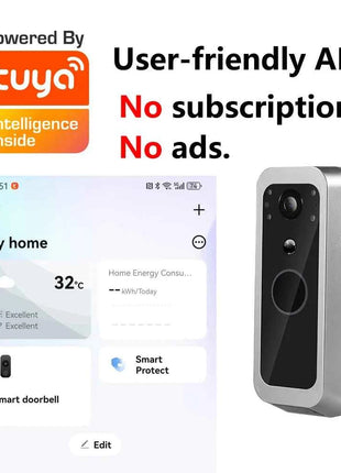 Yuezhe Tuya Smart Life Videocitofono WiFi Campanello PIR Telecamera 2MP Sistema citofonico di sicurezza per porta wireless impermeabile esterno Monitor da 5'