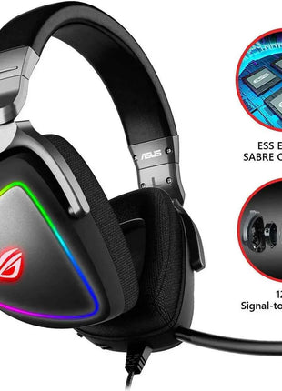 ASUS RGB QUAD-DAC GAMING HEADSET 7.1 Channel USB Over-Ear Headphones PC PS4 PS5 Xbox One Noise Cancelling Soft Earmuff