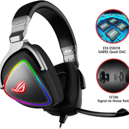 ASUS RGB QUAD-DAC GAMING HEADSET 7.1 Channel USB Over-Ear Headphones PC PS4 PS5 Xbox One Noise Cancelling Soft Earmuff