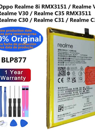 New Original Battery BLP877 For OPPO Realme 8i RMX3151 V20 V30 C35 RMX3511 C30 C31 C33 5000mAh Mobile Phone Bateria Battery