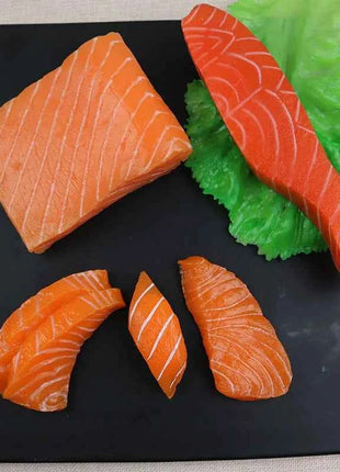 1pcs Simulated Sushi Model Simulated Salmon Fake Japanese Cuisine Simulated Salmon Slices Four Consecutive Pieces Food Model PVC