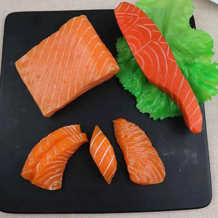 1pcs Simulated Sushi Model Simulated Salmon Fake Japanese Cuisine Simulated Salmon Slices Four Consecutive Pieces Food Model PVC