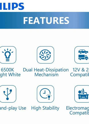 Philips LED H7 Headlight 12V/24V 4200K 5700K 6000K 6500K Bright White Auto Headlight LED Lamps,