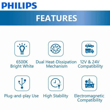 Philips LED H7 Headlight 12V/24V 4200K 5700K 6000K 6500K Bright White Auto Headlight LED Lamps,