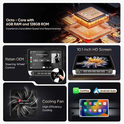 Junsun 10.1" WirelessCarplay AndroidAuto Car Radio for Fiat Ducato Jumper2 2011-2022 radio with button Bluetooth GPS Navi 4G DSP