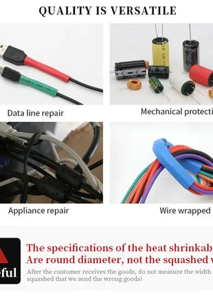 Heat Shrink Tubing Kit in Bag 127/164/328/530 Pcs 2:1 Heat Shrink Wire Heat Shrink Tube Connect Cover Wire Protection Sleeves