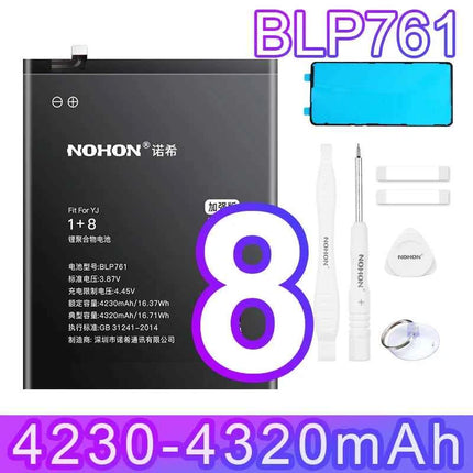 NOHON Replacement Battery for OnePlus 7T 8T 9RT 10T 12 11 9 8 7 6T 6 5T 5 7TPro Phone Batteries BLP801 BLP685 BLP745 BLP743