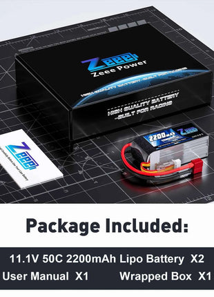 2pcs Zeee 3S 2200mAh Shorty Lipo Battery 11.1V 50C with T/XT60 Plug for RC Car Truck Drone Airplane FPV RC Hobby Models Parts