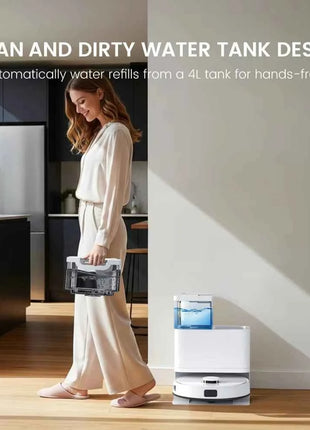 Teendow D63S Ultra Robot Vacuum and Mop, 10KPa Super Suction, Edge Cleaning, Auto Mop Wash & Dry, Self-Emptying 160 Min Runtime