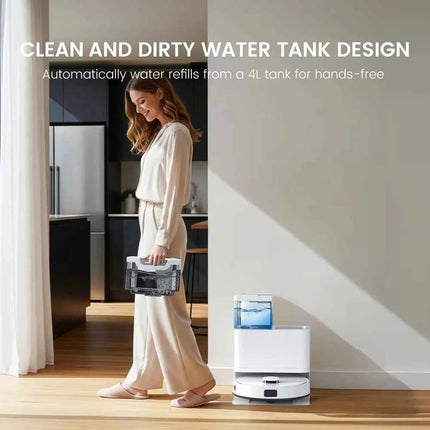 Teendow D63S Ultra Robot Vacuum and Mop, 10KPa Super Suction, Edge Cleaning, Auto Mop Wash & Dry, Self-Emptying 160 Min Runtime