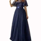 European and American Wine Red Evening Gown with Round Neck Flared Sleeves and Mesh Long Dress for Wedding 2026new Wedding Dress