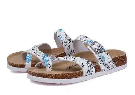 28 colori New Summer Beach Infradito in sughero Sandali Donna Pu Leather Colore misto Scarpe da pantofola per San Valentino all'aperto