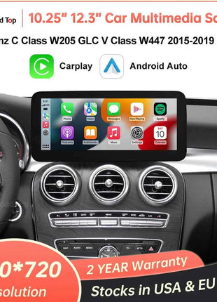 Linux Multimedia Screen Wireless CarPlay Android Auto for Mercedes-Benz W205 W176 GLC A C V Class W447 CLA GLA 2015-2018 NTG5.0