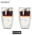 Set Tazze in Vetro a Doppia Parete Borosilicato Termoresistente per Tè Caffè Succo e Acqua