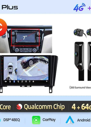 Junsun Qualcomm 8-Core 360° Panoramic Camera Wireless CarPlay Android Auto Car Radio for Nissan Qashqai J11 X-Trail 3 2013-2017