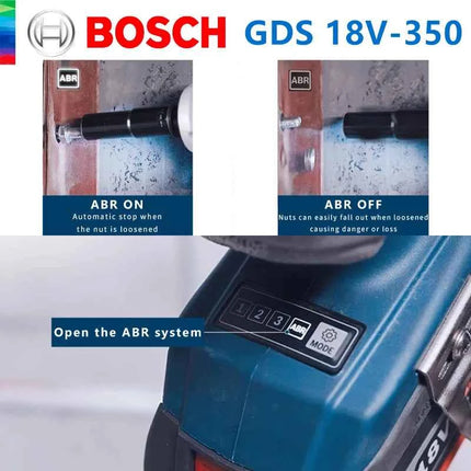 Bosch GDS 18V-350 Cordless Impact Wrench 350Nm 1/2" Brushless 3-torque Settings LED Light Adjustment 1200rpm Driver Bare Tool