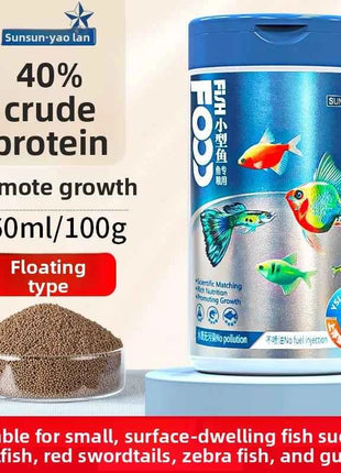 SUNSUN Premium Small Granule Fish Food for Guppies and Tetras, Color Enhancing & Complete Nutrition for Small Tropical Fish