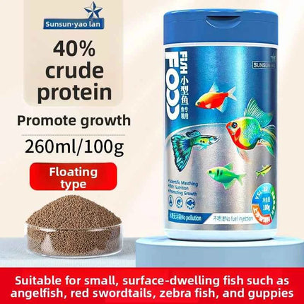 SUNSUN Premium Small Granule Fish Food for Guppies and Tetras, Color Enhancing & Complete Nutrition for Small Tropical Fish