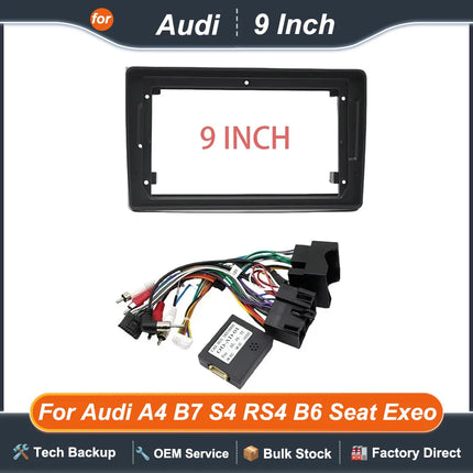 Auto Android Radio Fascias 9 Pollici Telaio Per Audi A4 B6 B7 S4 8E/8H SEAT Exeo 2000-2013 Cablaggio Cavo di Alimentazione Canbus Decoder