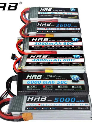 HRB Lipo Battery 2S 3S 4S 6S 1300mah 1500mah 2200mah 2600mah 5000mah 6000mah 4000mah  7.4V 11.1V 14.8V 22.2V T XT60 RC Parts