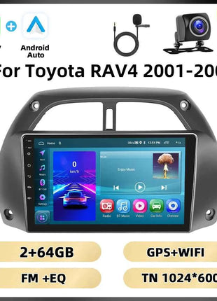 Podofo 8Core 2Din Car Stereo For Toyota RAV4 2001-2006 Multimedia Player WIFI 4G AI Voice BT Carplay Android Car Radio RDS