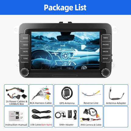 ESSGOO 7" Android 14 4+64G Wireless CarPlay Car Stereo Radio for VW Golf 5 6 Passat Polo Touran Tiguan Caddy GPS Navi RDS FM BT