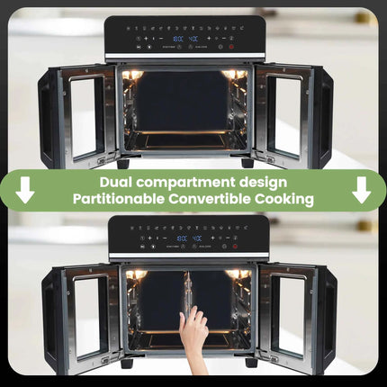 Friggitrice ad Aria XXL 23L Doppia Zona - 2200W, Touch LED, 15 Programmi + Ricettario