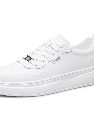 Men's Casual Genuine Leather Shoes, Fashionable Lace-up Sneakers, Comfortable Walking Shoes, Men's Skateboard Footwear, Tenis Masculino