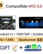 Android 14 Wireless CarPlay For Mercedes Benz C Class W205 Screen Android Auto Multimedia Navigation GPS SWC DSP 4G WiFi
