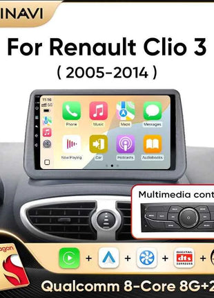 Ainavi Car Radio For Renault Clio 3 2005-2014 Wireless CarPlay Android Auto 4G Multimedia Player GPS 2 din Autoradio BT
