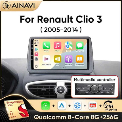 Ainavi Car Radio For Renault Clio 3 2005-2014 Wireless CarPlay Android Auto 4G Multimedia Player GPS 2 din Autoradio BT