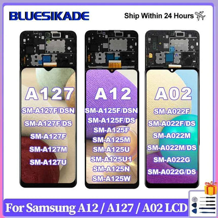 Display OLED da 6,5 pollici per Samsung Galaxy A12 Nacho LCD A127, Schermo Touch A12 LCD A125, Ricambi Display A02 A022